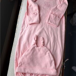 PINK BUNNY BABY SLEEPER & HAT BY THE BAY NWT PERFECT FOR 0-3 MON…+ bunny